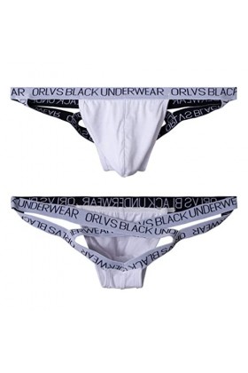 Jungerhouse String Homme Suspensoir Jockstrap Bretelles Croisées Sexy Jock Strap sous-vêtement Blanc,L 