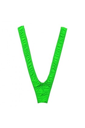 ZHIYU Maillot de bain sexy avec col en V profond et dos nu pour homme, vert, taille unique