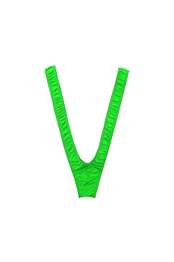 ZHIYU Maillot de bain sexy avec col en V profond et dos nu pour homme, vert, taille unique