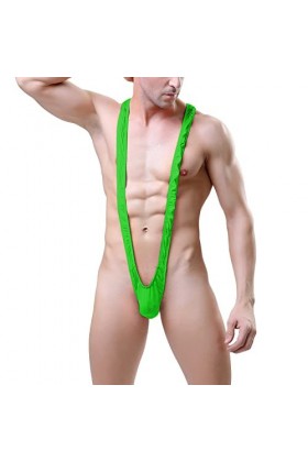 ZHIYU Maillot de bain sexy avec col en V profond et dos nu pour homme, vert, taille unique