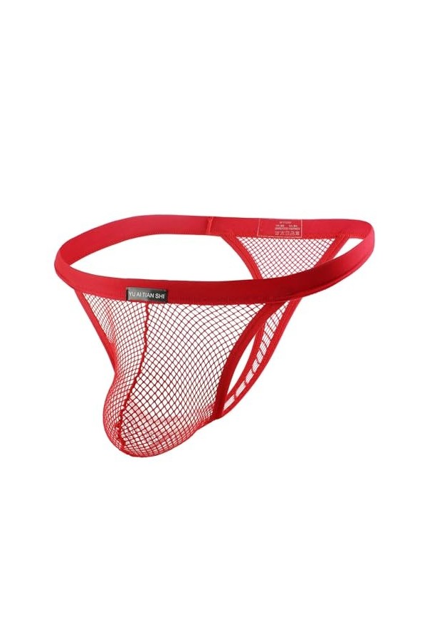 ZHIYU Sous-vêtements pour homme, solides et respirants, tangas taille basse, pantalon sexy en forme de T élastique noir, roug