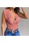 Générique Harnais Sexy, Femmes Casual Slim Solid Lace V-Neck Femme Sexy Erotic Lingerie Tank Top Body Cuir pour Bralette Stri