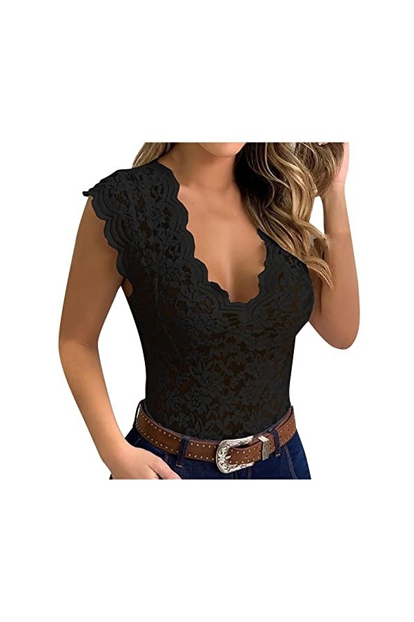 Générique Femme Lingerie Nuisette, Décontractées Sexy Slim Solid Lace V-Neck Erotic Lingerie Nuisette De Pute String Robe Cui