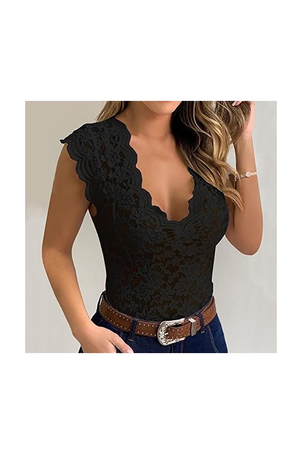 Générique Femme Lingerie Nuisette, Décontractées Sexy Slim Solid Lace V-Neck Erotic Lingerie Nuisette De Pute String Robe Cui