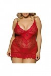 PANPANY sous-vêtements en Dentelle Sexy à la Mode, sous-vêtements Tentation Taille Plus Lingerie Dentelle Sexy Red, XXL 