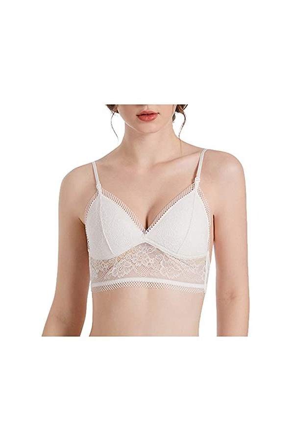 liaddkv Soutien-gorge ComfortSummer Sous-marin Thin Underwear-Cup Back Lace Féminin Femme Ensemble Sexy, Blanc., L
