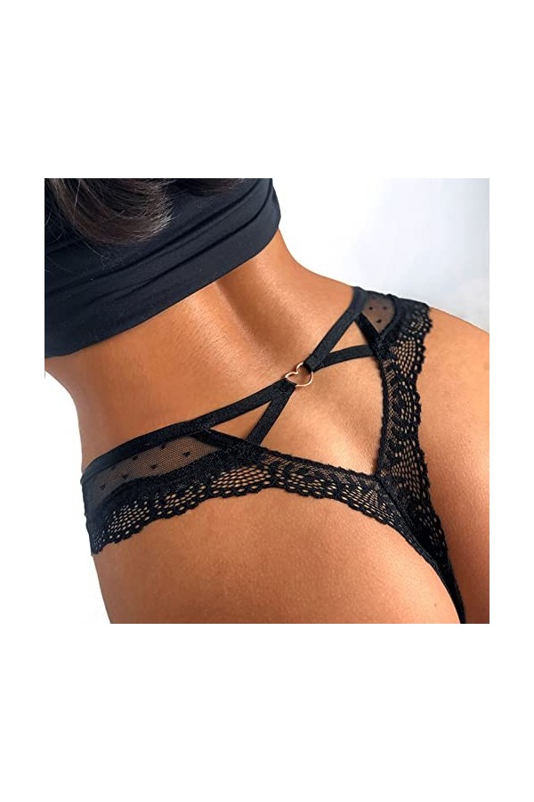 Tanga Femme Coton Basique String Ficelle Chic Femme Tanga Slips Couture sous-vêtements String Femme Sexy Chic Culotte Dentell