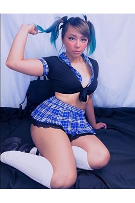 Avidlove Ensemble de lingerie décolière pour femme - Lingerie de jeu de rôle avec mini jupe plissée à carreaux sexy pour étu