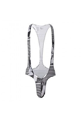 Jockstrap Body pour homme Imprimé Taille basse Culotte Bretelles Mankini Sous-vêtements, String Une Pièce Body Tanga Maillot,