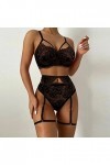 Ensemble Lingerie Femme Sexy Chic Dentelle Jarretière Ensemble de Soutien-Gorge et de Culottes Sexy à Bretelles Elasticité Fe