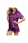 CUTeFiorino Ensemble de pyjamas sexy pour femme - Robe de nuit - Courte et sexy - Robe courte en dentelle, lilas, L