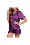 CUTeFiorino Ensemble de pyjamas sexy pour femme - Robe de nuit - Courte et sexy - Robe courte en dentelle, lilas, L