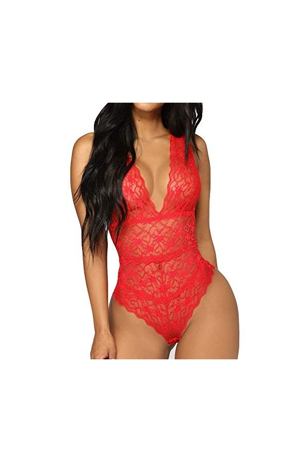 Lingerie sexy pour femme - Costume de cosplay - Lingerie érotique - Dentelle rouge - Sous-vêtements sexy - Lingerie sexy - En