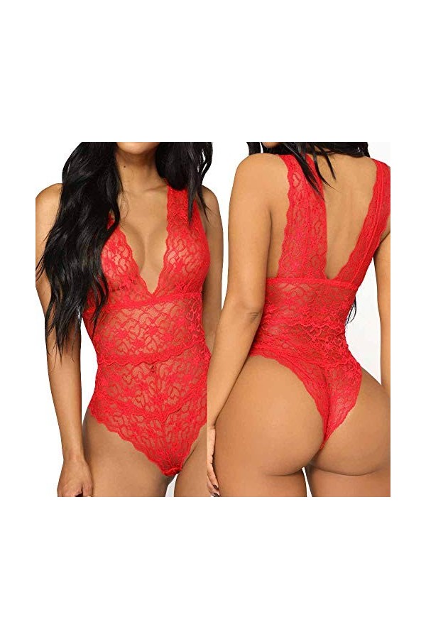 Lingerie sexy pour femme - Costume de cosplay - Lingerie érotique - Dentelle rouge - Sous-vêtements sexy - Lingerie sexy - En