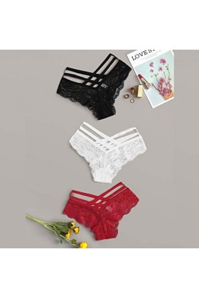 XmklovEyi 3PC Femme Sexy Ensemble Dentelle String Culotte T Back Lingerie Doux Confortable ÉLéGant Sexy Nightwear Culotte Cro