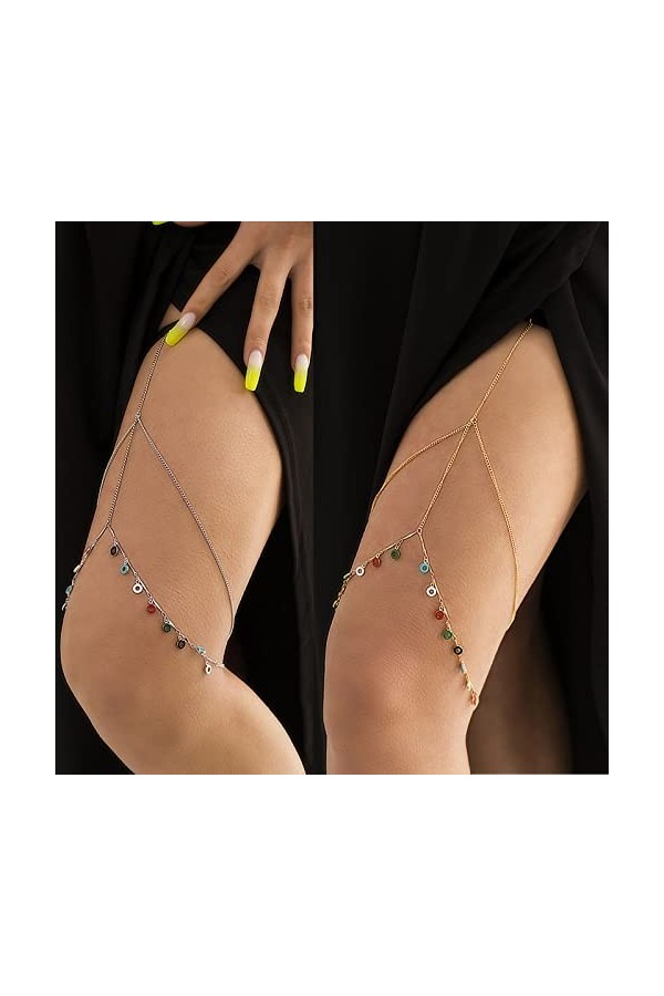 Mignon Cercle Gland Cuisse Chaîne Jambe Corps Chaîne Harnais Gothique Jambe Jarretière Mode Beach Club Party Corps Fourniture