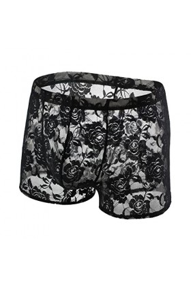 Générique String Homme Sexy Hot Dentelle Slips Boxer String en Dentelle pour Hommes Culotte de Sexe Gilet Transparent Hommes 