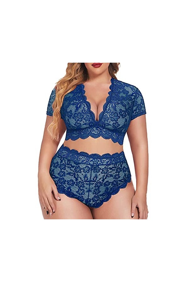 Femme Vêtements De Nuit 2 Pièce Lingerie Sexy Ensemble Dentelle sous-Vetements Erotique Ensemble Soutien Gorge et String Sexy