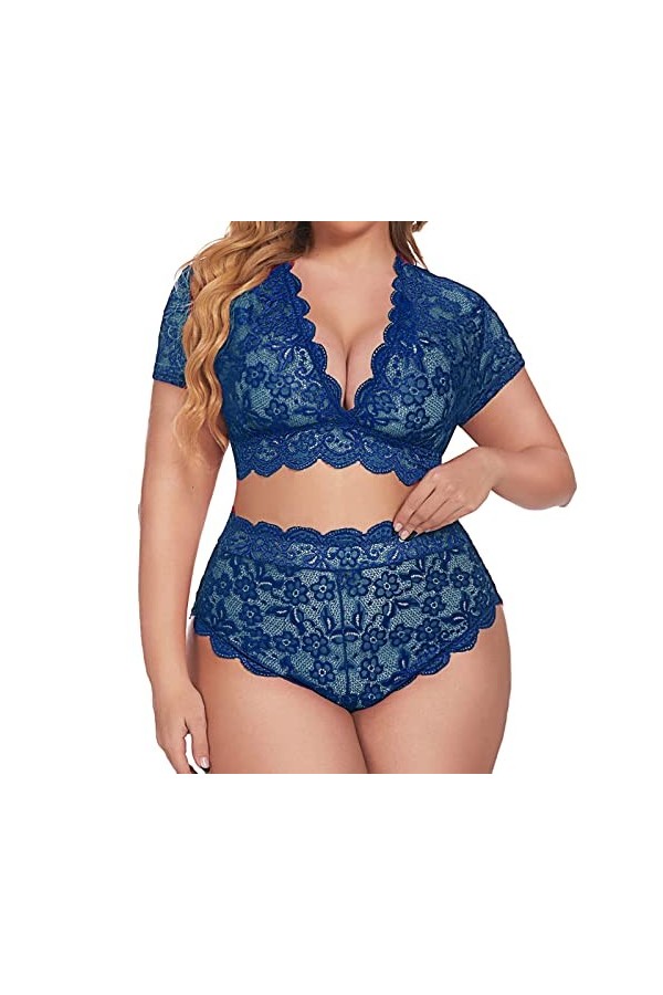 Femme Vêtements De Nuit 2 Pièce Lingerie Sexy Ensemble Dentelle sous-Vetements Erotique Ensemble Soutien Gorge et String Sexy