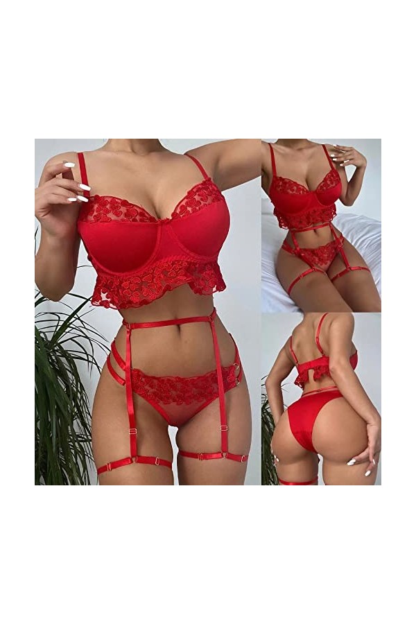 Lingerie Sexy Ensemble Femme 2 Pièce Vêtements De Nuit Sexy Ensemble Soutien Gorge et String Erotique sous-Vetements Dentelle