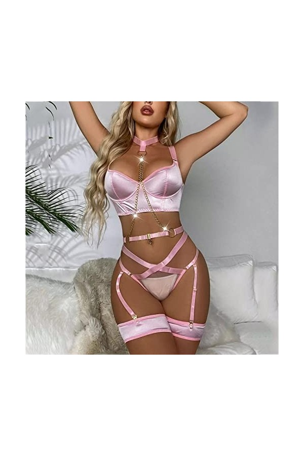 Clubwear Bodycon Party Jumpsuit Culotte de sous-vêtements Sexy pour Femmes chaîne Cou Taille Joint Industrie Lourde sous-vête