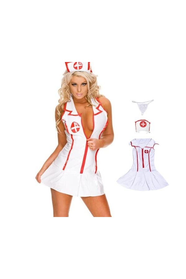 Costume décolière pour femme Cosplay Ensemble de lingerie dintérieur Babydoll Uniforme Scolaire Costume de Picardie Infirmi