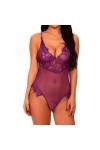 UOWEG Nouvelle Lingerie pour Femme Teddy Lace V-Neck Body Jumpsuit Robe Moulante Sexy Purple, XL 