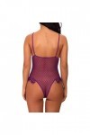 UOWEG Nouvelle Lingerie pour Femme Teddy Lace V-Neck Body Jumpsuit Robe Moulante Sexy Purple, XL 