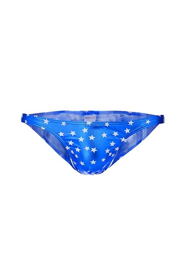 Sous-vêtement court sexy pour homme, impression standard, doux et artificiel, sous-vêtement pour homme, bleu, L