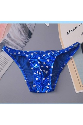 Sous-vêtement court sexy pour homme, impression standard, doux et artificiel, sous-vêtement pour homme, bleu, L