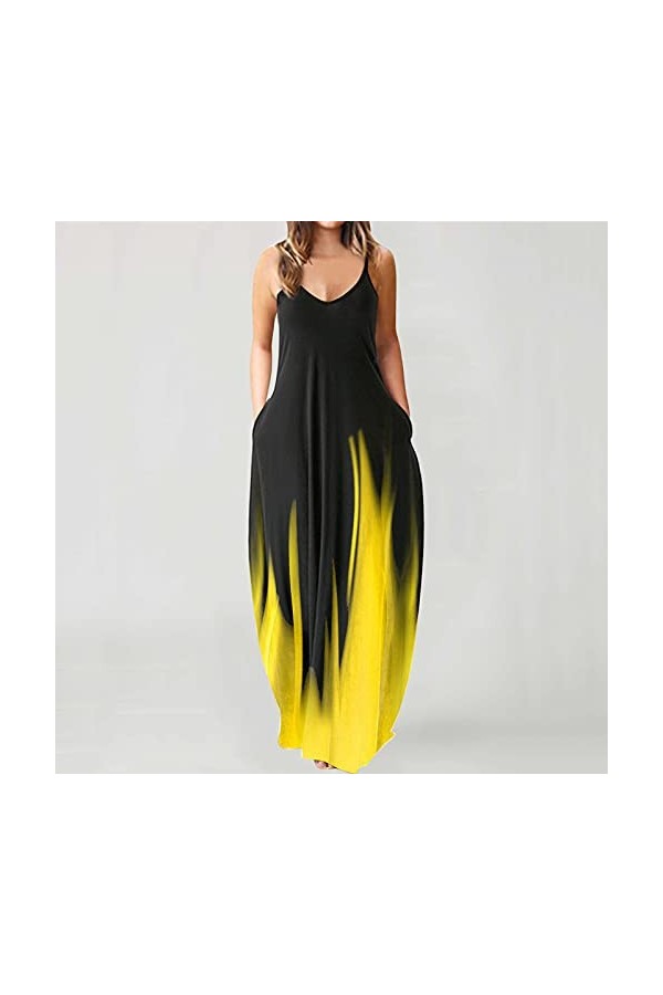 Feiboyy Robe dété décontractée à manches courtes et col rond pour femme - Robe décontractée - Robe bohème - Robe dété - Rob