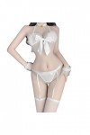 Daddy Lingerie pour femme 2 x Lingerie sexy pour femme Translucide Couleur unie, blanc, taille unique