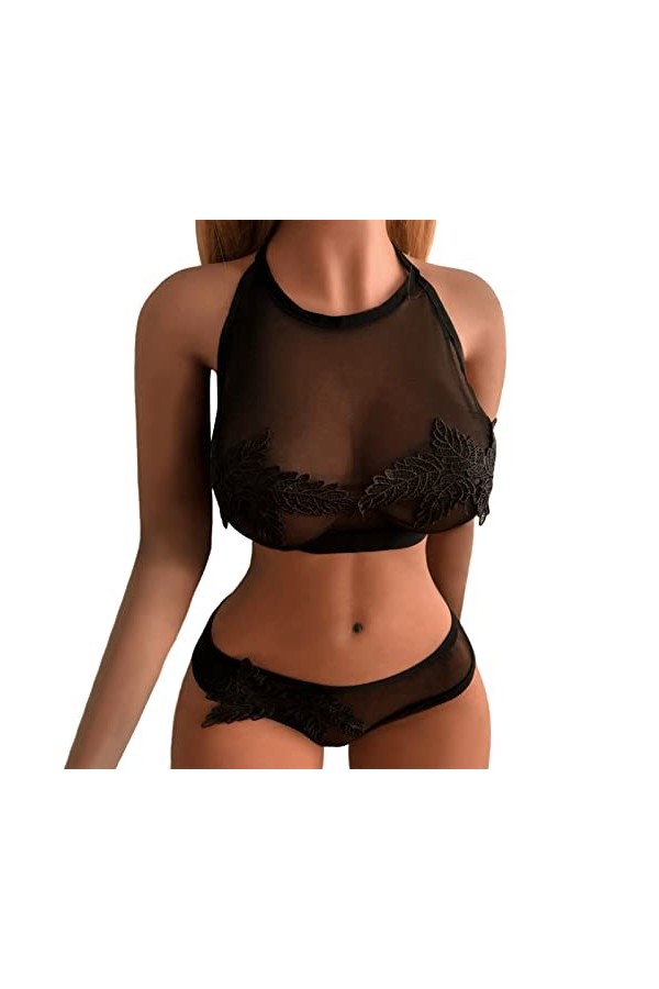 PANGHUBO Leggings Sexy Transparent Femmes Sexy Lingerie Ensemble Dentelle Soutien-Gorge Et Culotte Ensemble Deux Pièces Dames