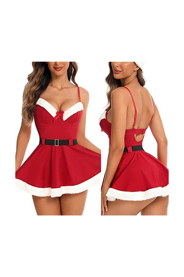 Ensemble Lingerie Feminine Sexy, Ensemble de Lingerie pour Femmes avec Porte-Jarretelles Soutien-Gorge Sexy et Culotte en Den