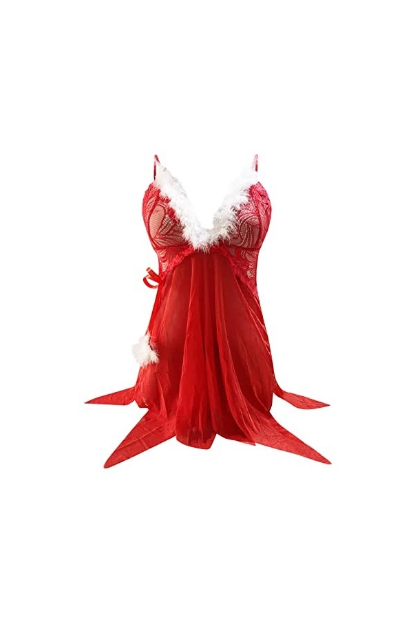 Lingerie sexy de Noël - Lingerie sexy - Chemise de nuit taille haute - Nuisette - Lingerie en dentelle - Sous-vêtements - Sou