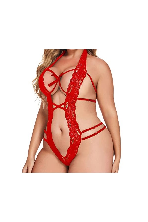 Fulidngzg Lingerie sexy pour femme - Ouvert - En dentelle - Lingerie sexy - Lingerie sexy - Nuisette - Noir - Grandes tailles