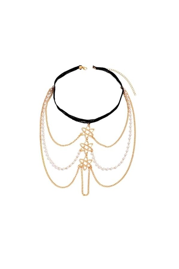 Chaîne Cuisse en Perles Multicouches Ceinture Antidérapante Harnais Dété Bord Mer Boîte Nuit Accessoires Jambe pour Femmes E