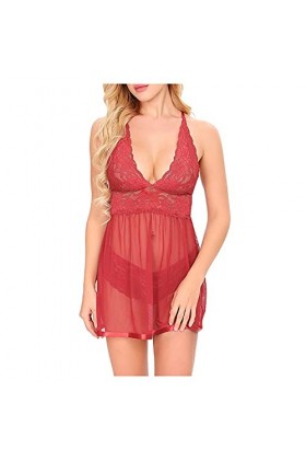 liaddkv Soutien-gorge sexy en V pour femme à gratter en dentelle et sous-vêtement pour ami, rouge, XXL