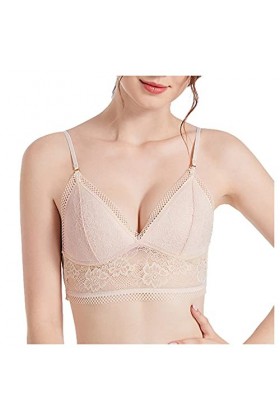 liaddkv Soutien-gorge ComfortSummer Sous-marin Thin Underwear-Cup Back Lace Féminin Femme Ensemble Sexy, beige, L