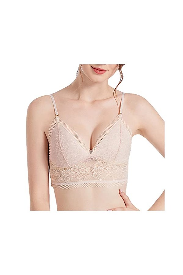 liaddkv Soutien-gorge ComfortSummer Sous-marin Thin Underwear-Cup Back Lace Féminin Femme Ensemble Sexy, beige, L
