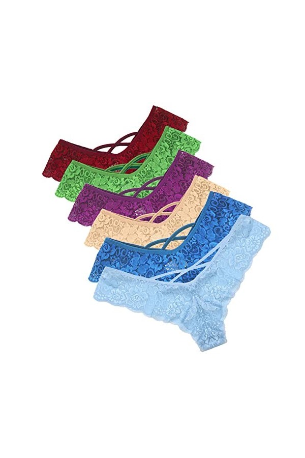 PANPANY Culottes pour Femme Multicolore Soutien-Gorge Confortables Panties Femme Dentelle Slips Taille Basse sans Couture Cul