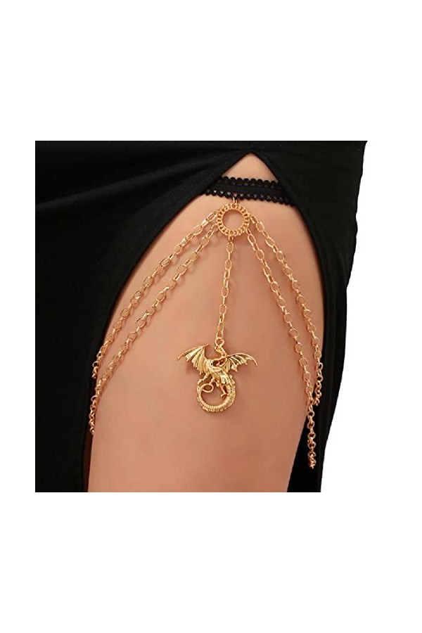 KieTeiiK Chaîne Cuisse À Pampilles en Forme Dragon Ceinture Antidérapante Harnais Dété Plage Boîte Nuit Accessoires Jambe po