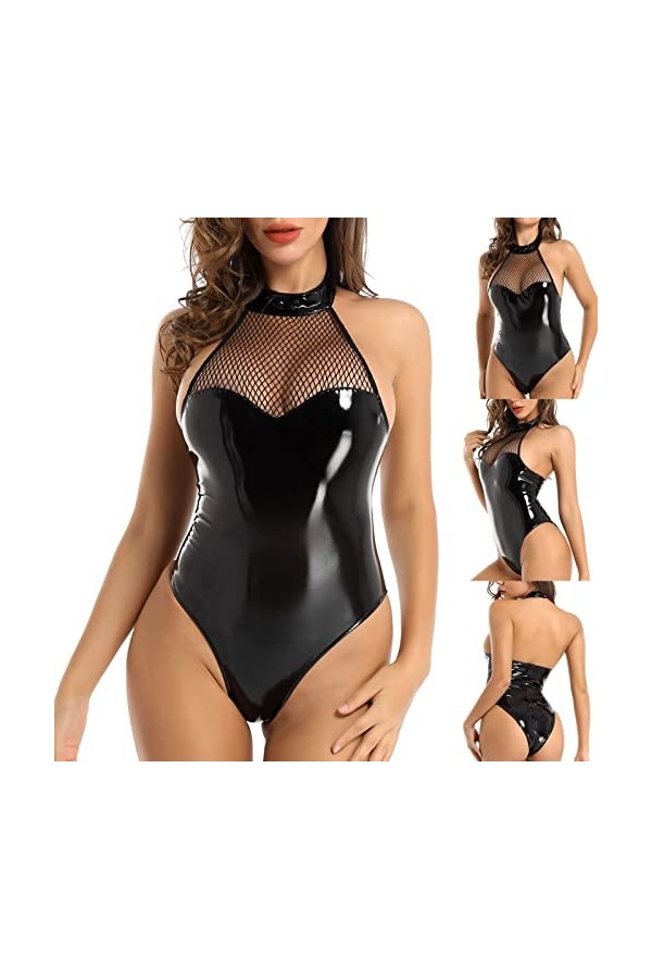 Lingerie Femme Sexy Ensemble Homme Sexy Hot y28.k Femmes Mode Sexy Mesh PU Lether Lingerie Body avec Fermeture Éclair Dos Lin
