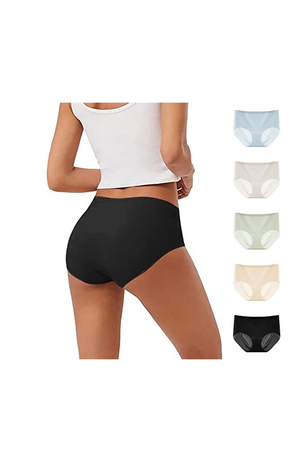 Culottes Et Slips Femme Taille Mi-Haute Culotte Étanches Period Culottes Creux Boxer Classique Légère Slip Washable Couvrante