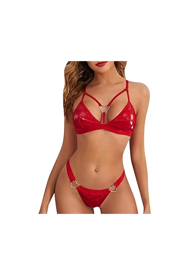 Lingerie Femme Sexy Ensemble Homme Sexy Hot y28.k Femmes Sexy Lingerie Miroir Sexy Creux Dentelle PU Cuir Sexy Lingerie Annea
