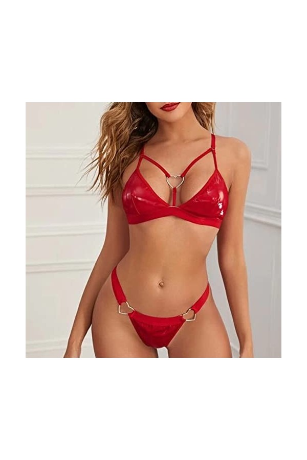 Lingerie Femme Sexy Ensemble Homme Sexy Hot y28.k Femmes Sexy Lingerie Miroir Sexy Creux Dentelle PU Cuir Sexy Lingerie Annea