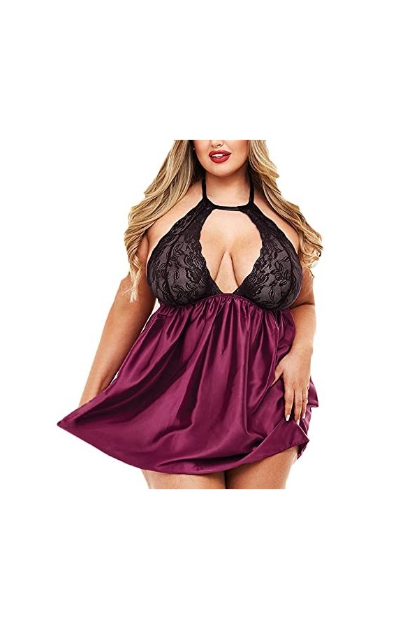 Zannycn Lingerie sexy pour femme - Lingerie sexy - Lingerie sexy - Pour sexe - Sous-vêtements sexy pour femme, Bordeaux, XXL