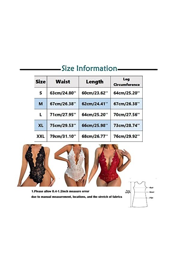 Hasagimol Lingerie Sexy De Pute One-Piece Deep V Dos Nu Réglable Teddy Sous-VêTement Entrejambe Ouvert Dentelle Babydolls Bod