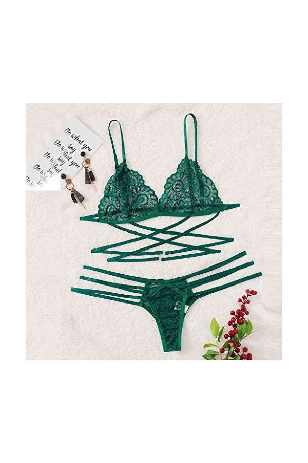 UOWEG Nouvelles Femmes Sexy Dentelle Lingerie String Ensemble Bodydoll vêtements de Nuit Bandage Soutien-Gorge sous-vêtements