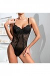 Eauptffy Dos Nu Soutien Gorge Femmes Sexy Solide Couleur Dentelle Mince Mince Dos Underwire Jumpsuit Jumpsuit Combinaison Noi